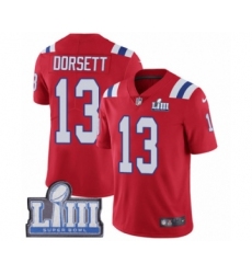 Men's Nike New England Patriots #13 Phillip Dorsett Red Alternate Vapor Untouchable Limited Player Super Bowl LIII Bound NFL Jersey