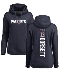 NFL Women's Nike New England Patriots #13 Phillip Dorsett Navy Blue Backer Pullover Hoodie