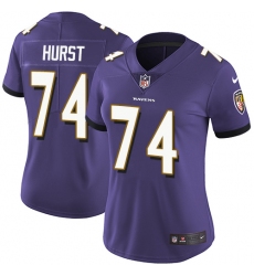 Women's Nike Baltimore Ravens #74 James Hurst Purple Team Color Vapor Untouchable Limited Player NFL Jersey