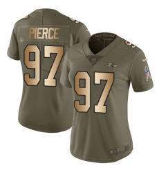 Women's Nike Baltimore Ravens #97 Michael Pierce Limited Olive/Gold Salute to Service NFL Jersey