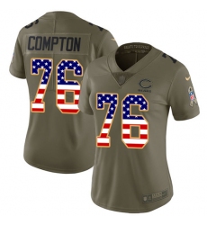 Women's Nike Chicago Bears #76 Tom Compton Limited Olive/USA Flag Salute to Service NFL Jersey