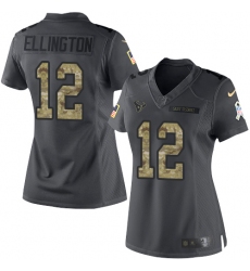 Women's Nike Houston Texans #12 Bruce Ellington Limited Black 2016 Salute to Service NFL Jersey
