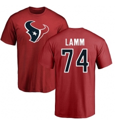 NFL Nike Houston Texans #74 Kendall Lamm Red Name & Number Logo T-Shirt