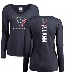 NFL Women's Nike Houston Texans #74 Kendall Lamm Navy Blue Backer Long Sleeve T-Shirt