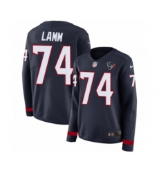 Women's Nike Houston Texans #74 Kendall Lamm Limited Navy Blue Therma Long Sleeve NFL Jersey