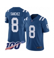 Men's Indianapolis Colts #8 Rigoberto Sanchez Royal Blue Team Color Vapor Untouchable Limited Player 100th Season Football Jersey