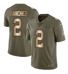Youth Nike Indianapolis Colts #2 Rigoberto Sanchez Limited Olive/Gold 2017 Salute to Service NFL Jersey