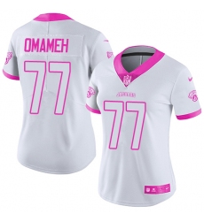 Women's Nike Jacksonville Jaguars #77 Patrick Omameh Limited White/Pink Rush Fashion NFL Jersey