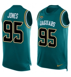Men's Nike Jacksonville Jaguars #95 Abry Jones Limited Teal Green Player Name & Number Tank Top NFL Jersey