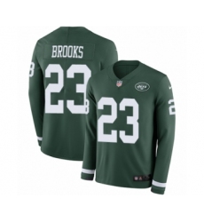Youth Nike New York Jets #23 Terrence Brooks Limited Green Therma Long Sleeve NFL Jersey