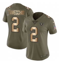 Women's Nike Oakland Raiders #2 Giorgio Tavecchio Limited Olive/Gold 2017 Salute to Service NFL Jersey