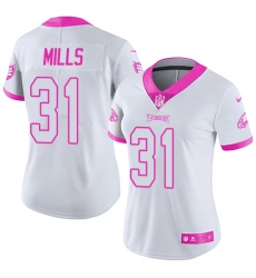 Women's Nike Philadelphia Eagles #31 Jalen Mills Limited White/Pink Rush Fashion NFL Jersey