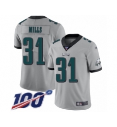Youth Philadelphia Eagles #31 Jalen Mills Limited Silver Inverted Legend 100th Season Football Jersey