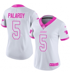 Women's Nike Carolina Panthers #5 Michael Palardy Limited White/Pink Rush Fashion NFL Jersey