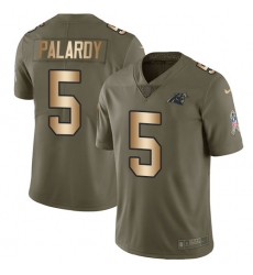 Youth Nike Carolina Panthers #5 Michael Palardy Limited Olive/Gold 2017 Salute to Service NFL Jersey