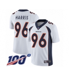 Men's Denver Broncos #96 Shelby Harris White Vapor Untouchable Limited Player 100th Season Football Jersey
