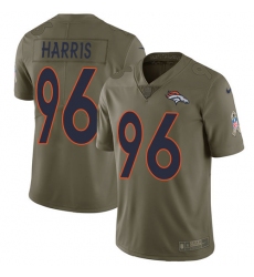 Men's Nike Denver Broncos #96 Shelby Harris Limited Olive 2017 Salute to Service NFL Jersey