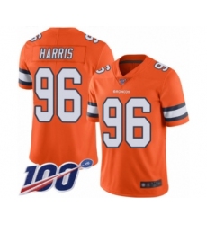 Youth Denver Broncos #96 Shelby Harris Limited Orange Rush Vapor Untouchable 100th Season Football Jersey