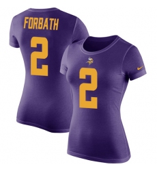 Women's Nike Minnesota Vikings #2 Kai Forbath Purple Rush Pride Name & Number T-Shirt