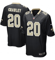 Men's Nike New Orleans Saints #20 Ken Crawley Game Black Team Color NFL Jersey