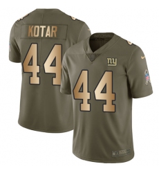 Men's Nike New York Giants #44 Doug Kotar Limited Olive/Gold 2017 Salute to Service NFL Jersey