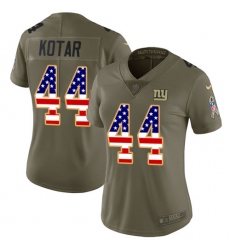 Women's Nike New York Giants #44 Doug Kotar Limited Olive/USA Flag 2017 Salute to Service NFL Jersey