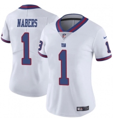 Women's New York Giants #1 Malik Nabers White Color Rush Stitched Jersey(Run Small)