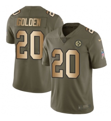 Men's Nike Pittsburgh Steelers #20 Robert Golden Limited Olive/Gold 2017 Salute to Service NFL Jersey