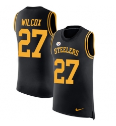 Men's Nike Pittsburgh Steelers #27 J.J. Wilcox Black Rush Player Name & Number Tank Top NFL Jersey