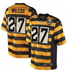 Men's Nike Pittsburgh Steelers #27 J.J. Wilcox Game Yellow/Black Alternate 80TH Anniversary Throwback NFL Jersey