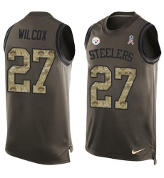Men's Nike Pittsburgh Steelers #27 J.J. Wilcox Limited Green Salute to Service Tank Top NFL Jersey
