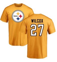 NFL Nike Pittsburgh Steelers #27 J.J. Wilcox Gold Name & Number Logo T-Shirt