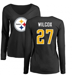 NFL Women's Nike Pittsburgh Steelers #27 J.J. Wilcox Black Name & Number Logo Slim Fit Long Sleeve T-Shirt