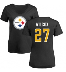 NFL Women's Nike Pittsburgh Steelers #27 J.J. Wilcox Black Name & Number Logo Slim Fit T-Shirt