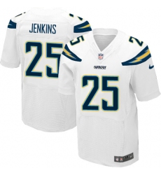 Men's Nike Los Angeles Chargers #25 Rayshawn Jenkins Elite White NFL Jersey