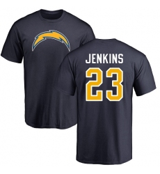 NFL Nike Los Angeles Chargers #23 Rayshawn Jenkins Navy Blue Name & Number Logo T-Shirt
