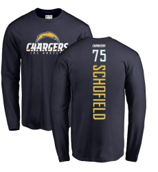 NFL Nike Los Angeles Chargers #75 Michael Schofield Navy Blue Backer Long Sleeve T-Shirt