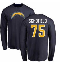 NFL Nike Los Angeles Chargers #75 Michael Schofield Navy Blue Name & Number Logo Long Sleeve T-Shirt