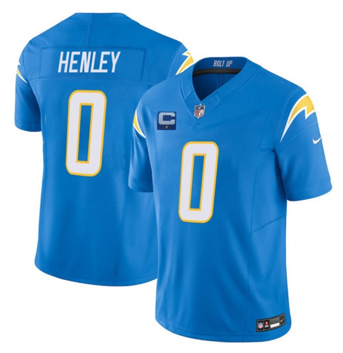Men's Los Angeles Chargers #0 Daiyan Henley Blue 2025 F.U.S.E With 1-Star C Vapor Limited Stitched Football Jersey