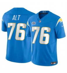 Men's Los Angeles Chargers #76 Joe Alt Light Blue 2024 With Dradt Vapor Limited Stitched Football Jersey