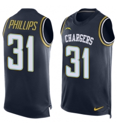 Men's Nike Los Angeles Chargers #31 Adrian Phillips Limited Navy Blue Player Name & Number Tank Top NFL Jersey