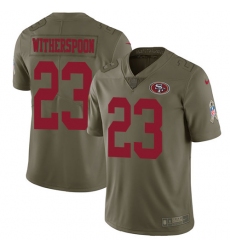 Youth Nike San Francisco 49ers #23 Ahkello Witherspoon Limited Olive 2017 Salute to Service NFL Jersey