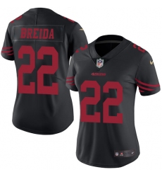 Women's Nike San Francisco 49ers #22 Matt Breida Limited Black Rush Vapor Untouchable NFL Jersey
