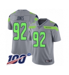 Youth Seattle Seahawks #92 Nazair Jones Limited Silver Inverted Legend 100th Season Football Jersey