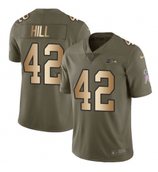 Youth Nike Seattle Seahawks #42 Delano Hill Limited Olive/Gold 2017 Salute to Service NFL Jersey
