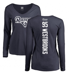 NFL Women's Nike Los Angeles Rams #95 Ethan Westbrooks Navy Blue Backer Slim Fit Long Sleeve T-Shirt