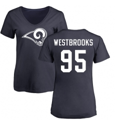 NFL Women's Nike Los Angeles Rams #95 Ethan Westbrooks Navy Blue Name & Number Logo Slim Fit T-Shirt