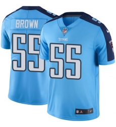 Men's Nike Tennessee Titans #55 Jayon Brown Limited Light Blue Rush Vapor Untouchable NFL Jersey
