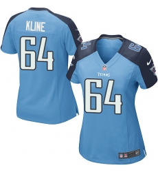 Women's Nike Tennessee Titans #64 Josh Kline Game Light Blue Team Color NFL Jersey