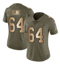 Women's Nike Tennessee Titans #64 Josh Kline Limited Olive/Gold 2017 Salute to Service NFL Jersey
